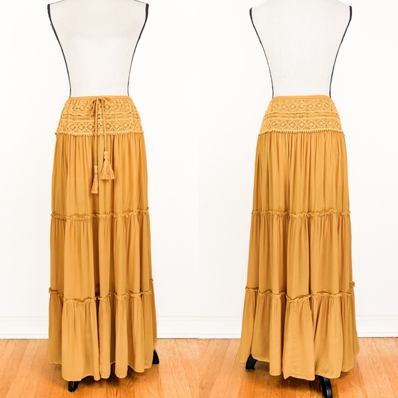🦋LAST🦋 NWT Tulle and Batiste Chloe Maxi Skirt Saffron Size XS